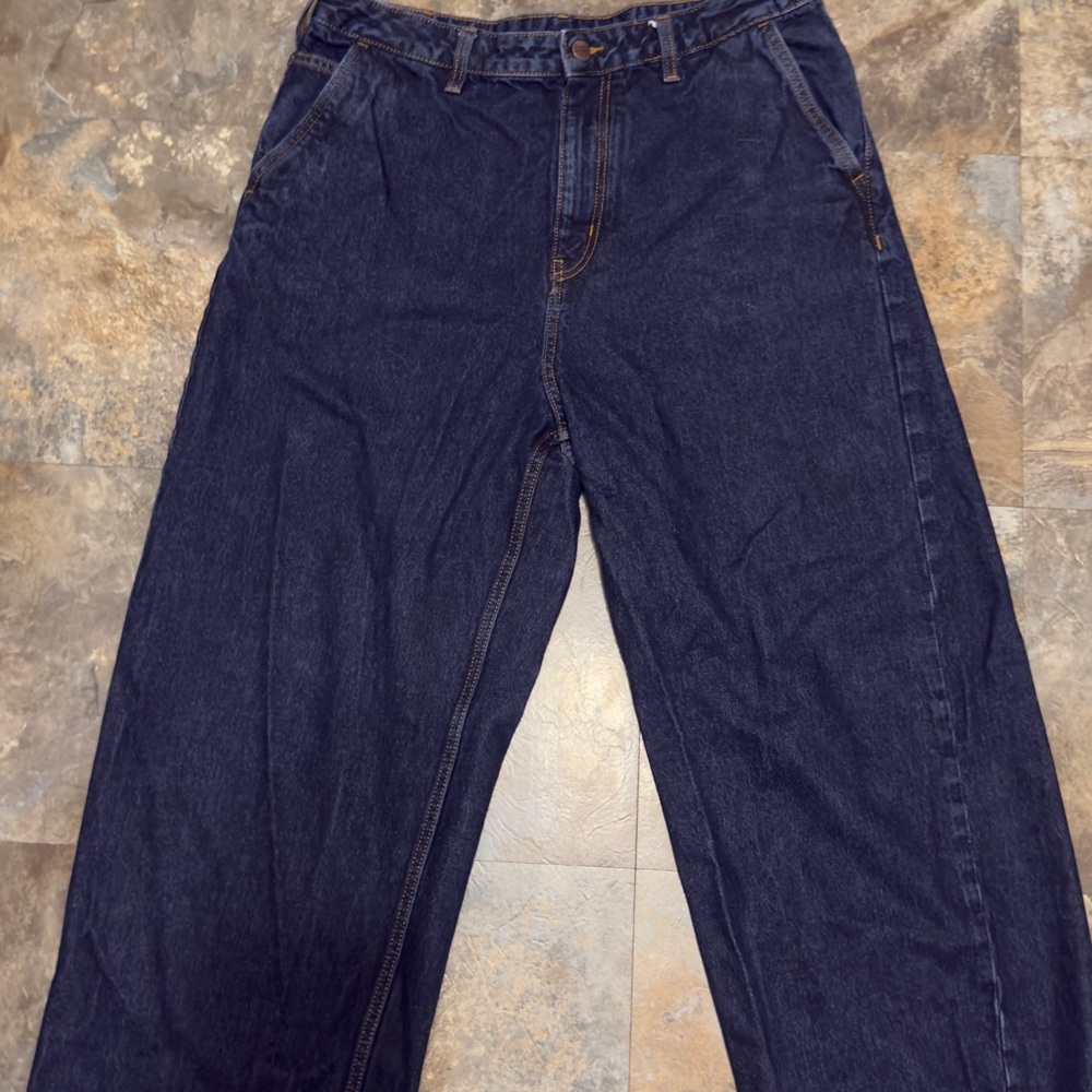 Pull&Bear Men's Deep Indigo Relaxed Jeans